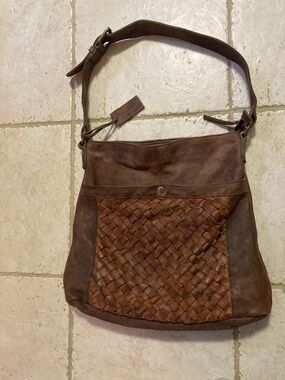 Mo&Co Brown Leather Braided Bag Purse Tote Bohemian